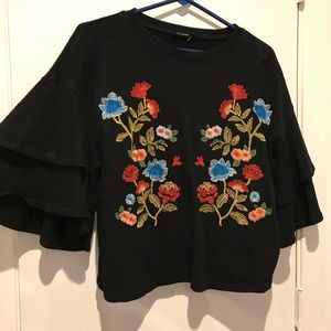 Black embroidered top